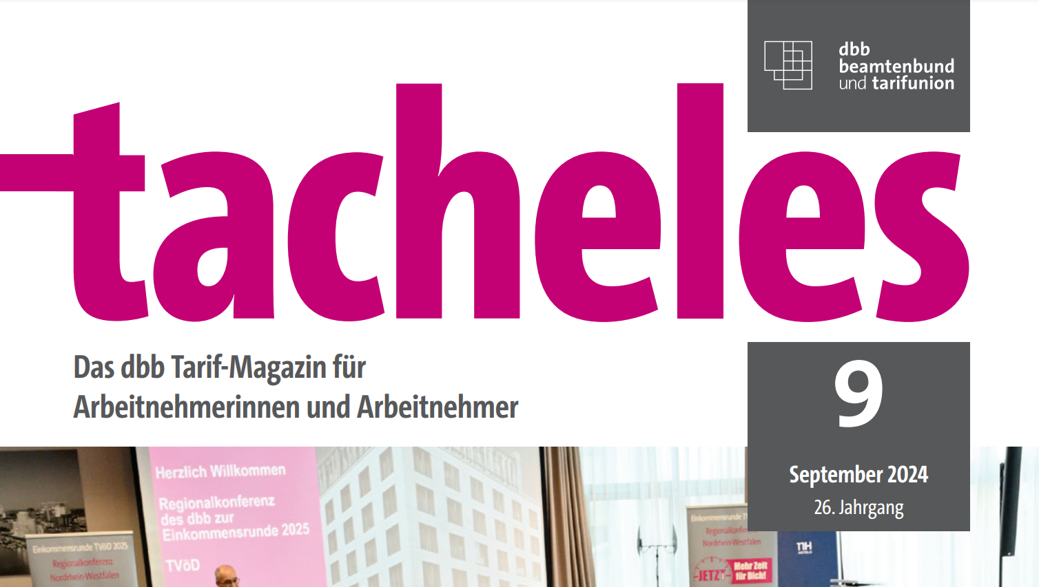 Aktuelle Ausgabe 9 des dbb Tarif-Magazins tacheles