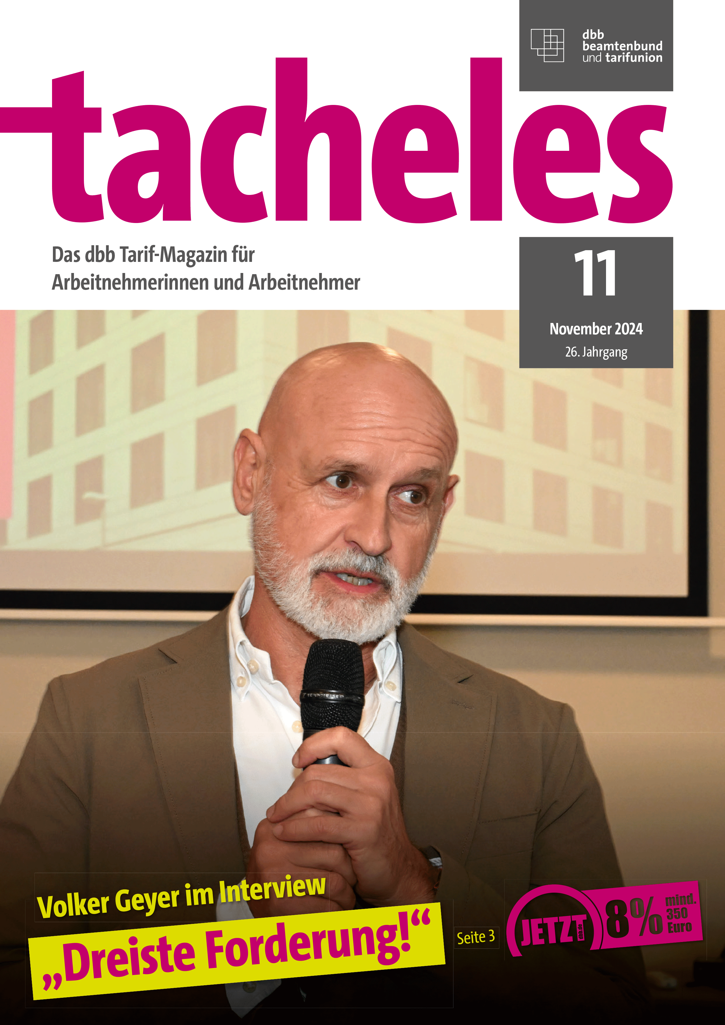 November-Ausgabe des dbb Tarif-Magazins tacheles